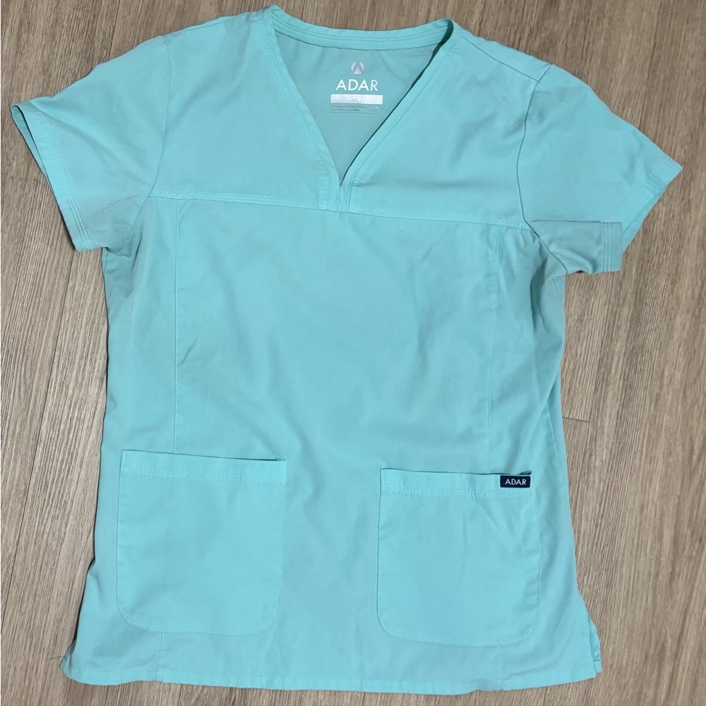 Adar Pro Scrubs for Women - Sweetheart V-Neck Scrub Top color Aqua size medium